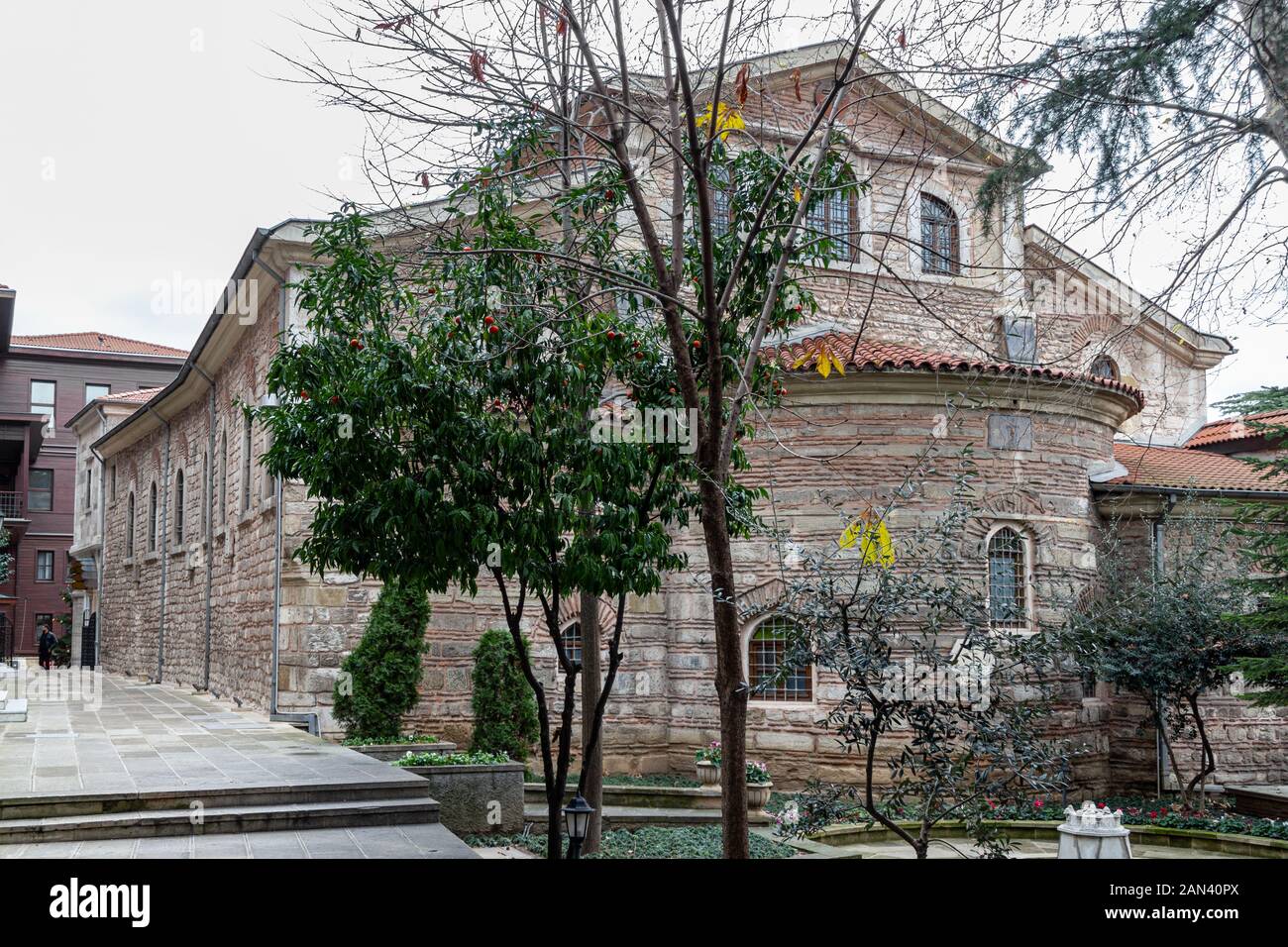 Balat, Fatih, Istanbul / Turkey - January 13 2020: The Patriarchal Church of St. George, Constantinople Ecumenical Orthodox Patriarchate exterior view Stock Photo