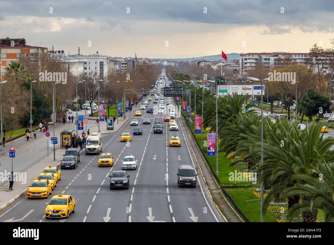 Istanbul Adnan Menderes Boulevard ( Vatan Street ) in daily life traffic and landscape Stock Photo