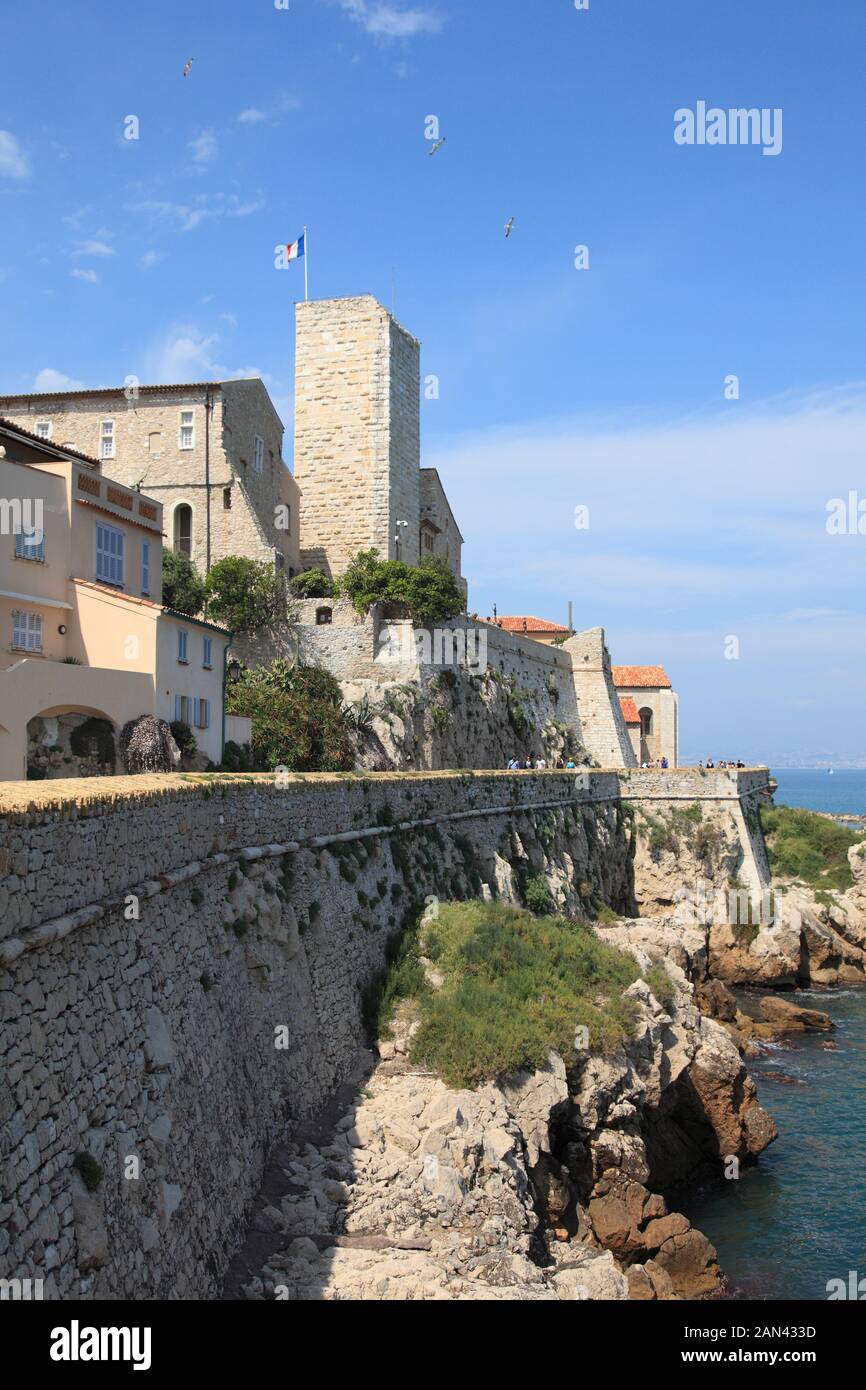 Ramparts, Old Town, Vieil Antibes, Antibes, Cote d'Azur, French Riviera, Provence, France, Mediterranean, Europe Stock Photo