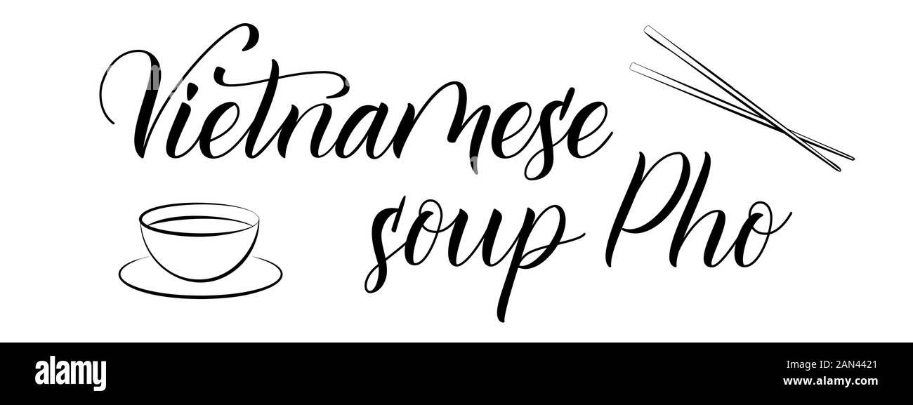 Vietnamese Soup Pho isolated on white Stock Vector