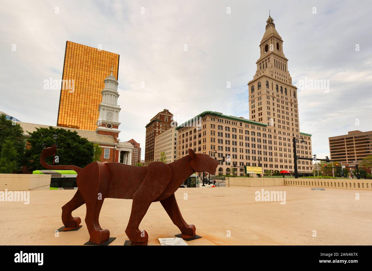 The sculpture at Bushnell Tower and Plaza, Hartford Connecticut Stock