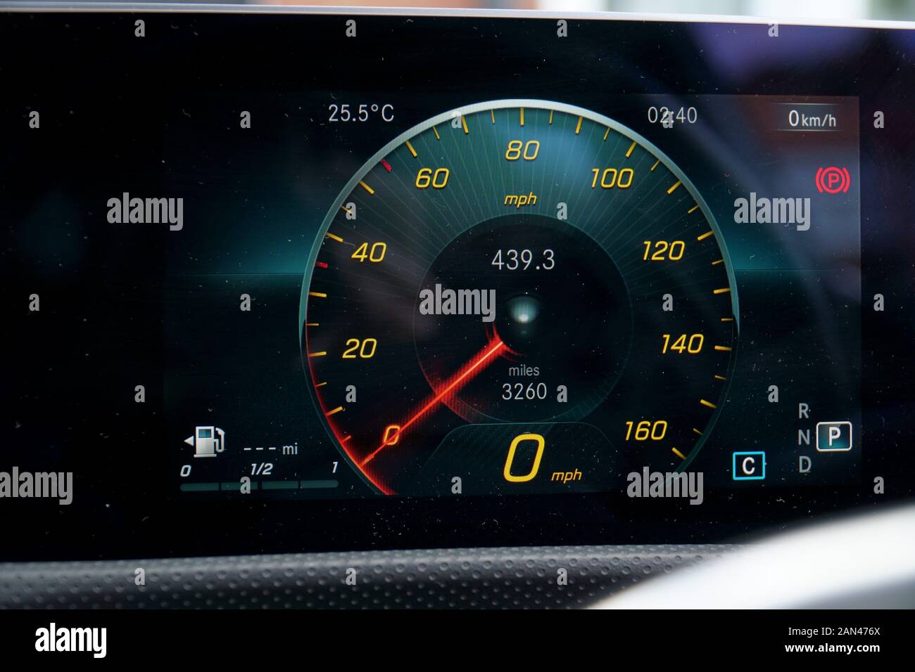 Digital Instrument screen in W177 Mercedes-Benz A-Class Stock Photo