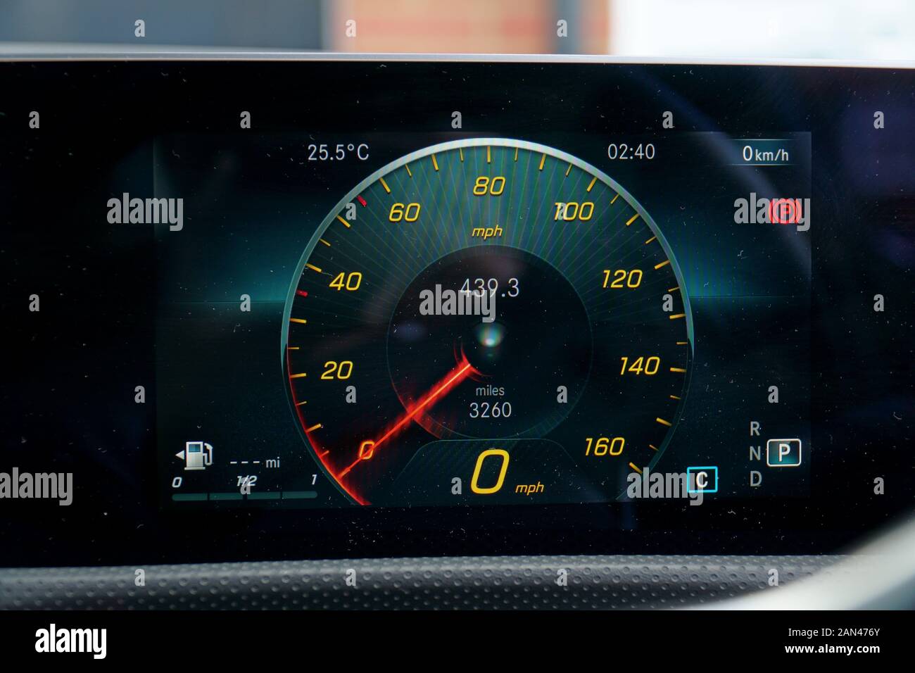Digital Instrument screen in W177 Mercedes-Benz A-Class Stock Photo