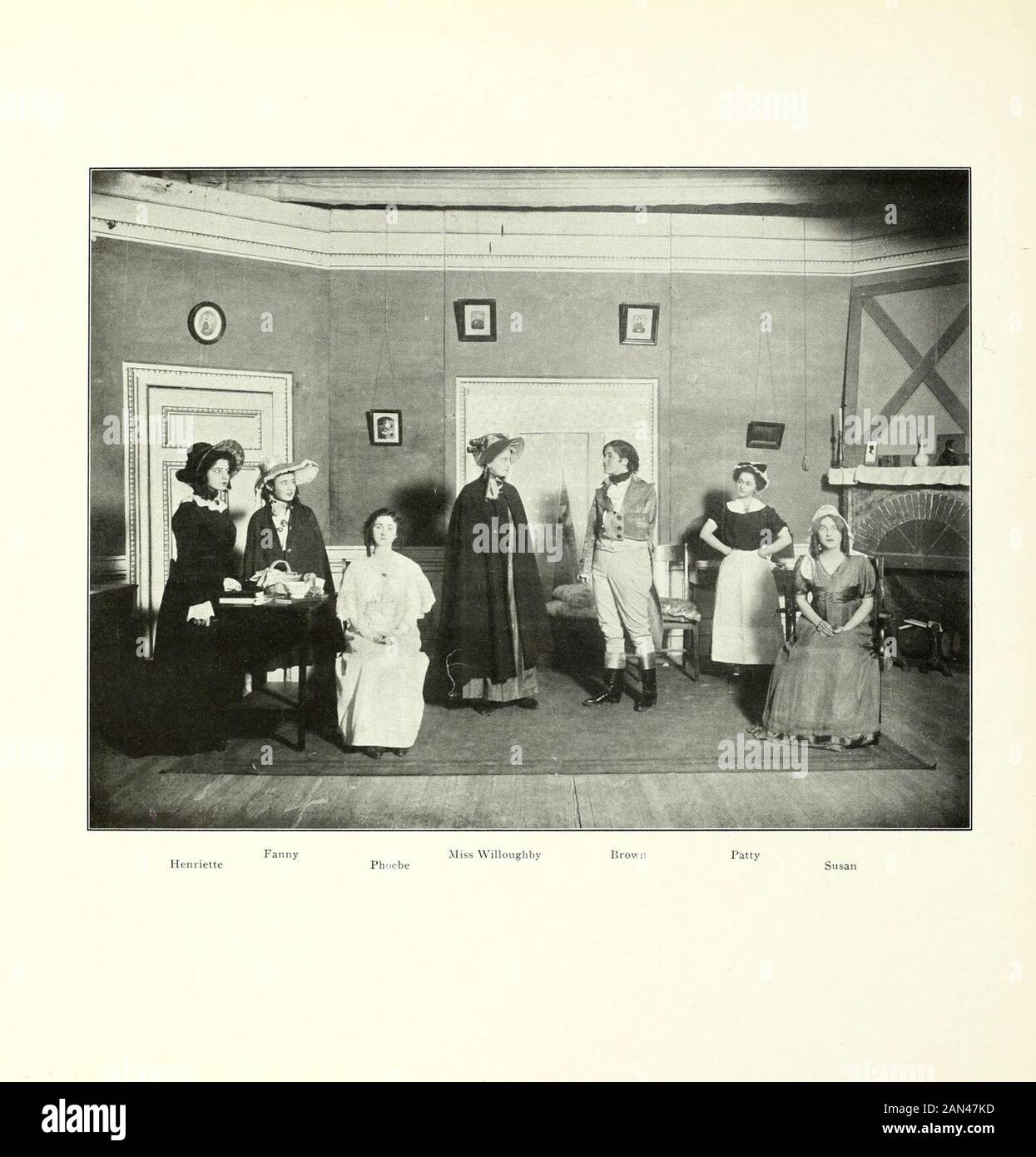 Mortarboard . E. Doty Clara de Foenix f Grandchildren ) Florence Van Vranken Miss Trafalgar Gower, Sir Williams Sister Ernestine Isabel Captain de Foenix, Claras Husband E. Franklin Mrs. Mossop, a Landlady Lucile Mordecai Mr. Ablett, a Grocer M. Coyle Charles, a Butler I. Glenn Sarah, a Maid Grace Greene The First Act at Mr. and Mrs. Telfers Lodgings in No. 2, Brydon Crescent, Clerkenwell. May.The Second Act at Sir William Growers, in Cavendish Square. June.The Third Act again in Brydon Crescent. December. The Fourth Act on the stage of the Pantheon Theatre. A few days later.Period somewhere i Stock Photo