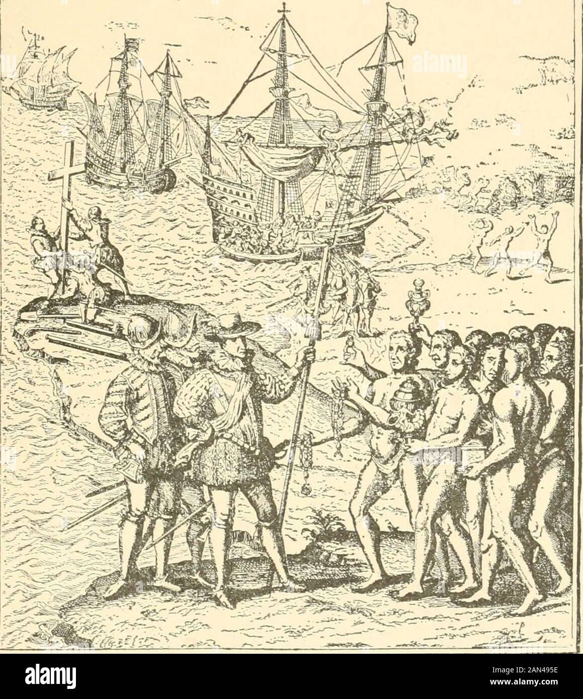 Pioneer Spaniards in North America . ate of Ojeda on his expedition to coastof Paria, 7 ; appointed Pilot Major of Spain, 25 ; question as towho first sighted mainland of America, 26 5 his account of hisvoyage in 1501, 31 ; controversy about him, 36 ; how his namewas bestowed on the Western Hemisphere, 37. ViLLAGRAN, Gaspar Perez de, nialces a daring leap and saveshis countrymen, 315. Yucatan, peninsula of, visited by Cordova, 129 ; massive ruins,130 j these not very ancient, 335. Zaldivar, Juan de, an officer of Juan de Onate, 305 ; visits Acoma, 305 ; is killed by the natives, 307.Zaldivar, Stock Photo