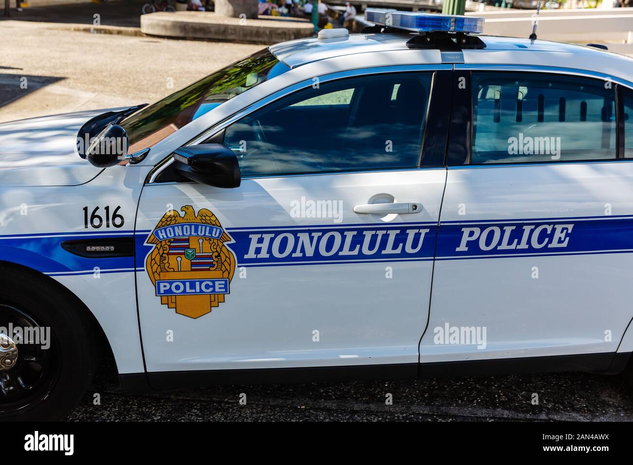 Honolulu, Oahu, Hawaii - November 04, 2019: Police car of the Honolulu Police Department. The HPD has more than 2500 employees and serves the entire i Stock Photo