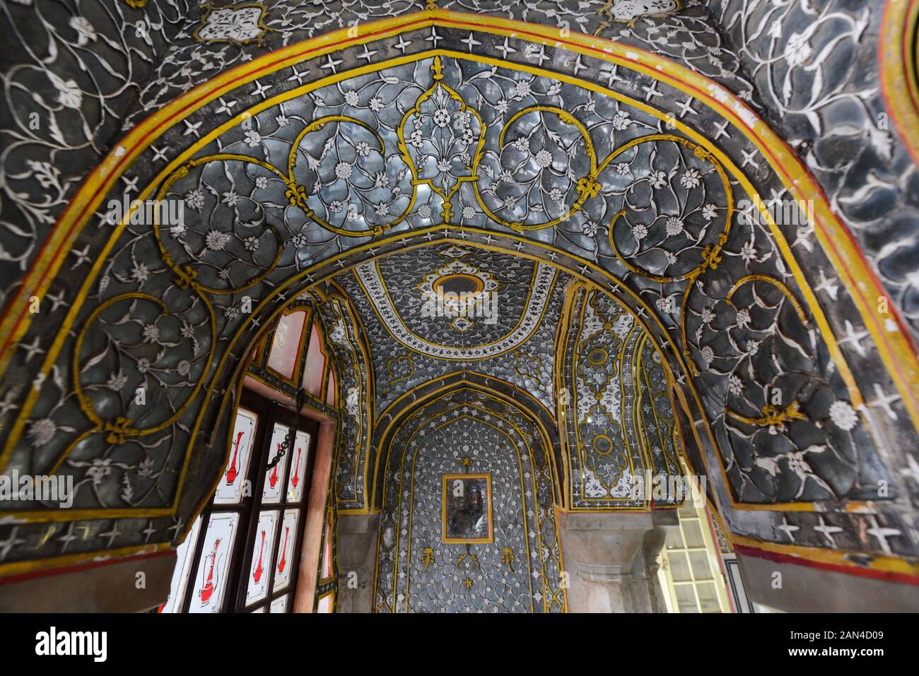 The stunning Rang Mandir has amazing mirror work, inside Jaipur's city