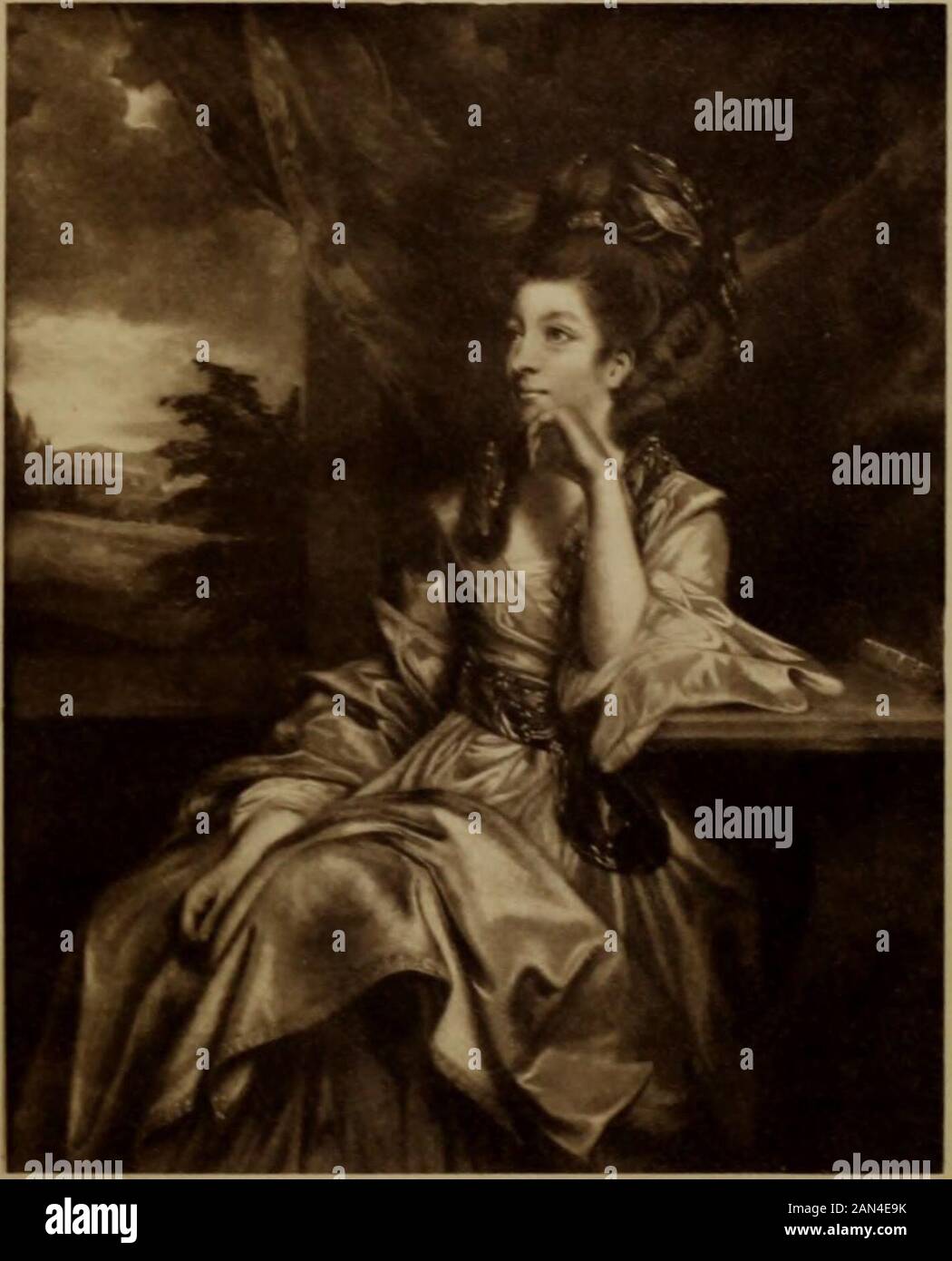 Illustrated catalogue of the art and literary property collected by the late Henry GMarquand . 1433 1431 — The Penn Family. After the painting by Sir Joshua Reynolds. Published by C. Turner, Dec. 25, 1819. With the title, engraved in script,below.Margins are: at top and sides, 1 inch; at bottom, 1 ^ inches. Magnificent impres-sion, in perfect condition. Gold frame. The children of Thomas Penn, Esq., of Stoke Park, Bucks, and Lady JulianaPenn, fourth daughter of the 1st Earl of Pomfret, and grandchildren of the famousWilliam Penn. Counting from left to right of the print, the children are :Loui Stock Photo