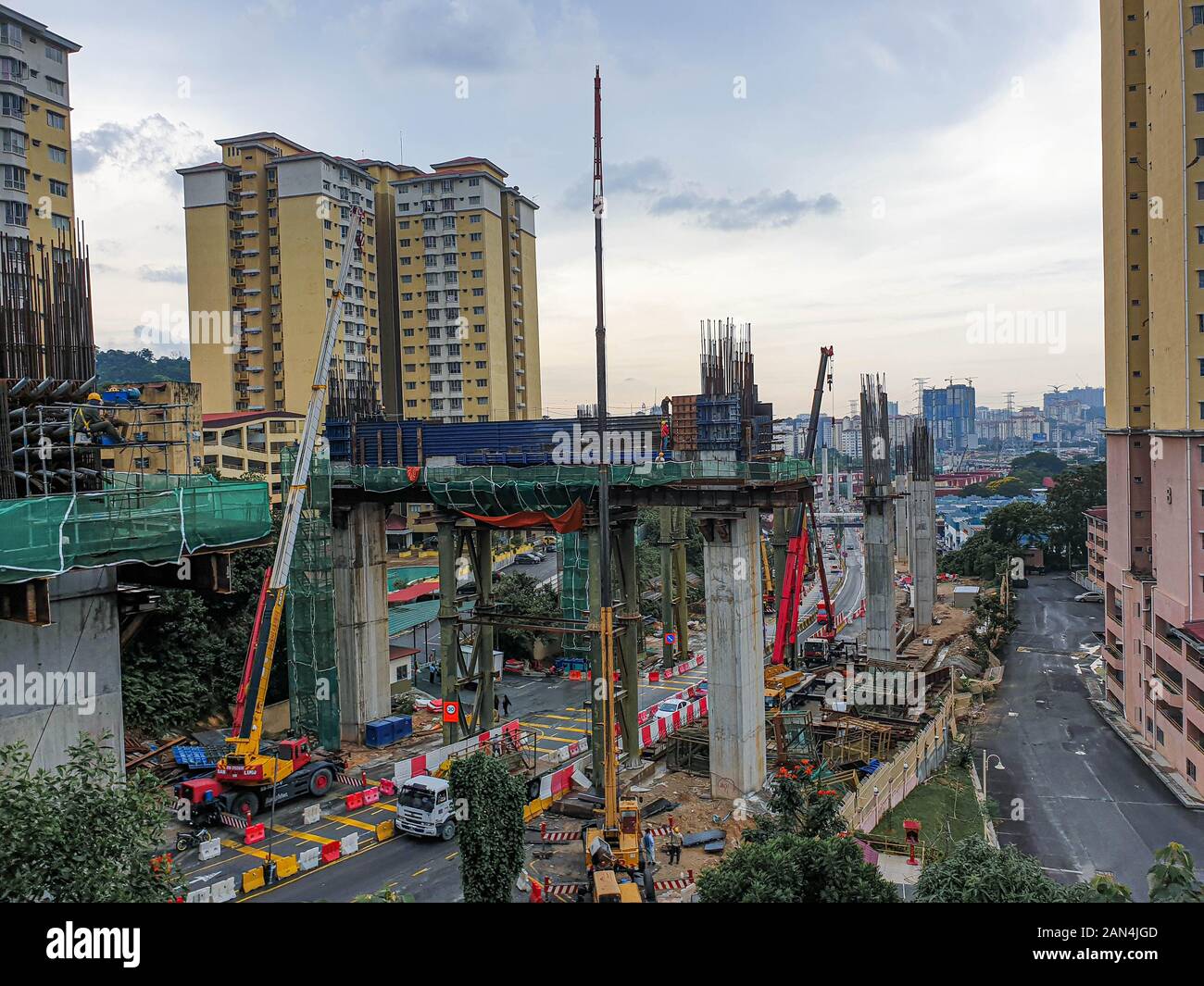 Construction of KL SUKE (Sungai Besi Ulu Kelang) Express Way on Cheras Stock Photo