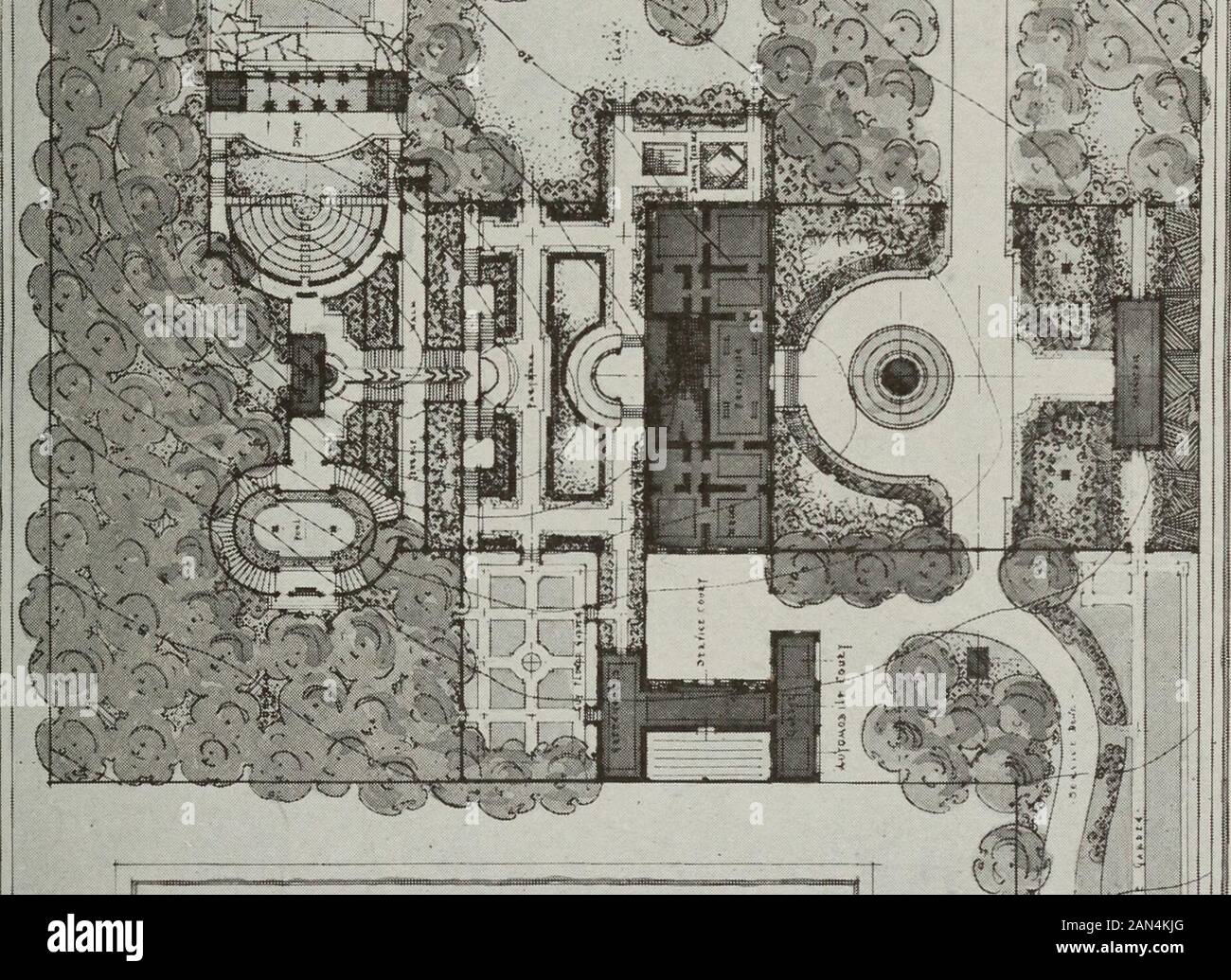 The 1917 Reptonian: an annual publication representative of the work in the professional course of landscape gardening at the University of Illinois . Fifty The 19 17 R ept o nian Junior Design R. B. Harris This plan by Mr. Harris is for the same property as that described onthe preceding page. The house faces west and is approached by a formaldrive which enters at the extreme northeast corner of the property andfollows the boundary line to the entrance court. The service drive comesfrom the road on the west, an excellent arrangement. In the gardens, particular stress has been laid on the part Stock Photo