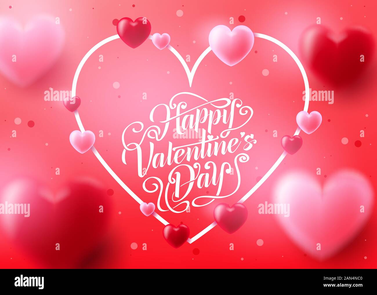 Valentine's Day Background with Realistic 3D Heart in Pink Red ...