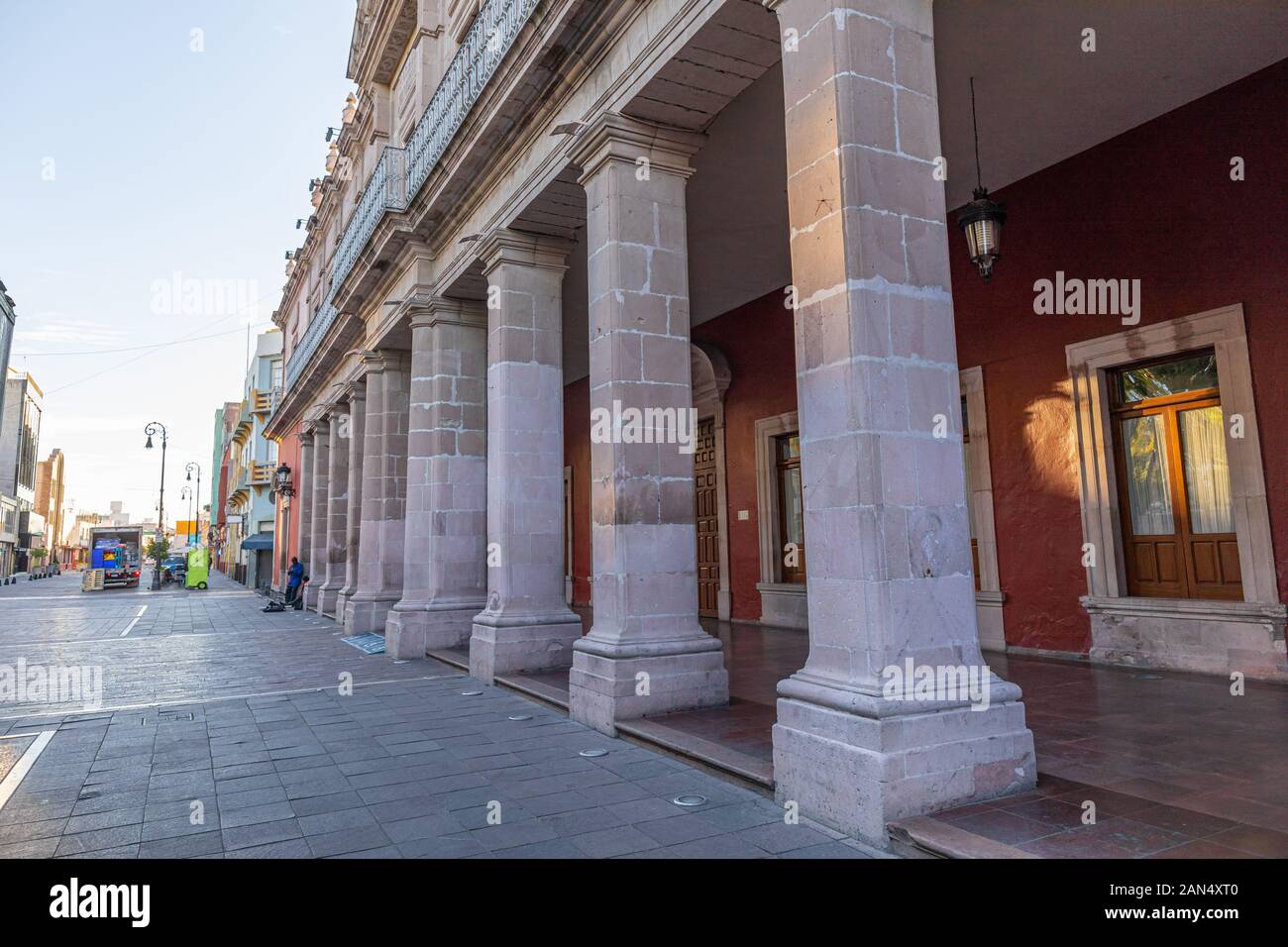 The Columns of the Municipal Government Palace of Aguascalientes, Mexico Stock Photo
