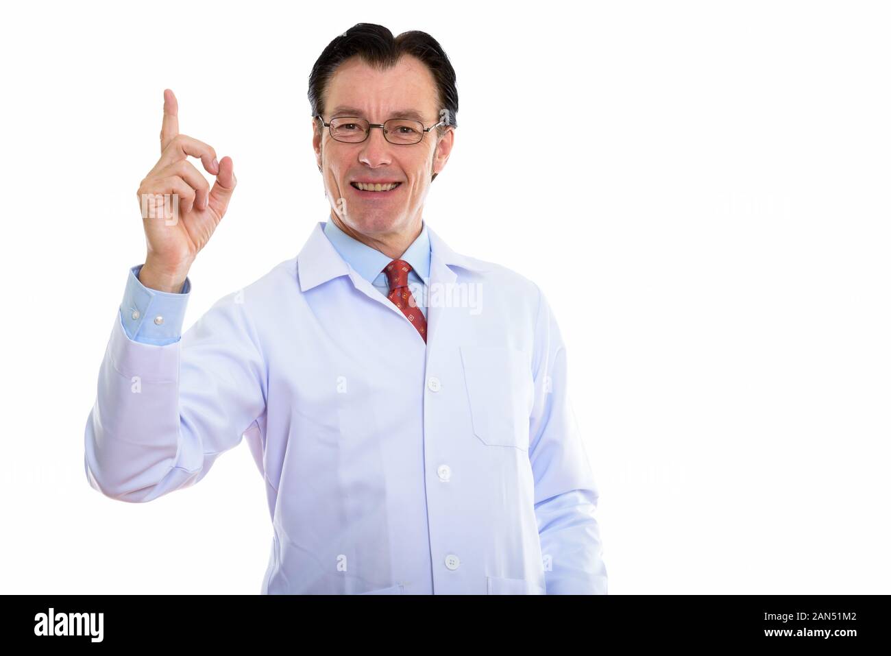 Mature man pointing blank hi-res stock photography and images - Alamy