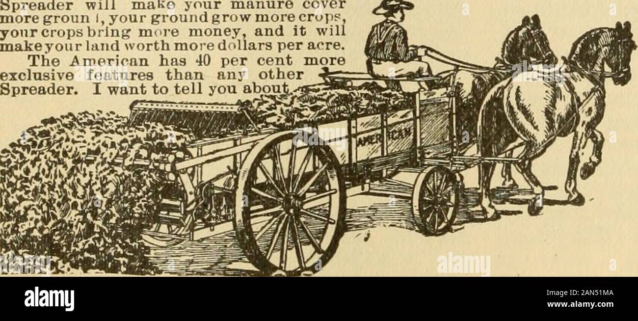Gleanings in bee culture . machine throughjobbers and dealers. You save their profits now. You get the wholesale fac-tory price on the best Spreader made—not a cheap Spreader, but the bestone in the market. ^ # Dont ASK You to Send Gash as we send you the American and you pay us on easy, liberal terms—letting theSpreader really pay for itself as it earns for you—after youve tried it free.You now get the American, recognized as by far the best Spreader, for no morethan you must pay for an ordinary Spreader. It is the Lightest Draft Spread9r Made That saves your horses. The machinery works only Stock Photo