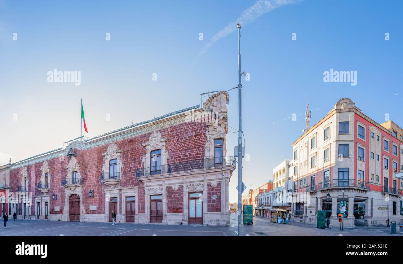 Aguascalientes, Aguascalientes, Mexico - November 23, 2019: The Government Palace of Aguascalientes, Mexico, in the morning Stock Photo