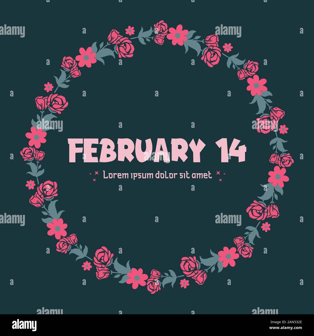 February Roses Graphics Beautiful Design of leaf and red rose floral frame, for of romantic 14 ...
