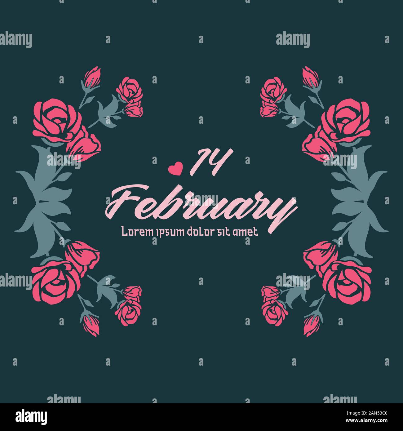 Feb Roses Design Beautiful Design of leaf and red rose floral frame, for of romantic 14 ...