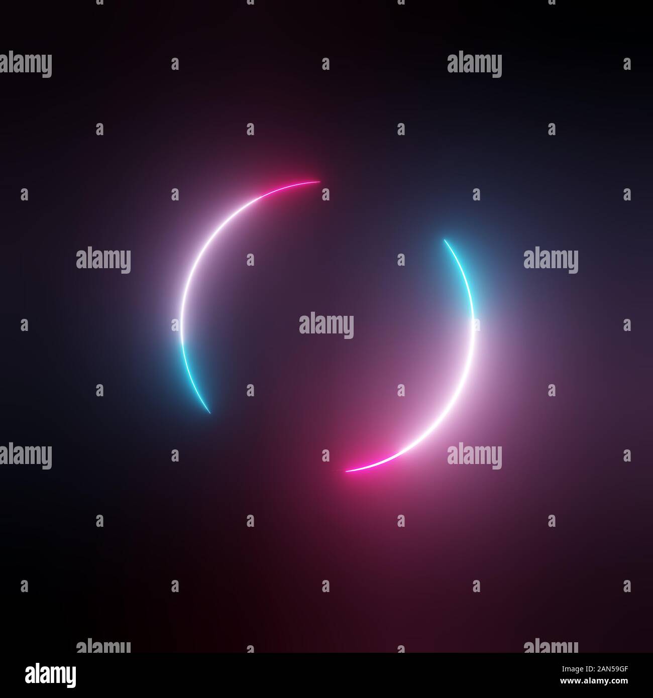 Neon light circle frame on dark background. 3D illustration Stock Photo ...