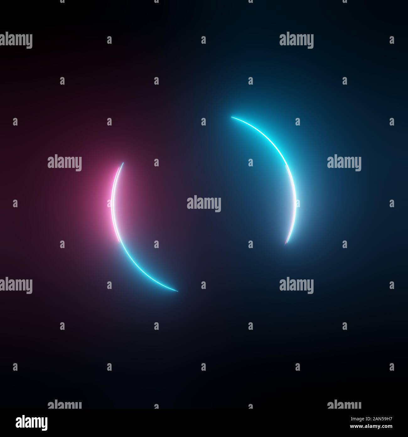 Neon light circle frame on dark background. 3D illustration Stock Photo ...