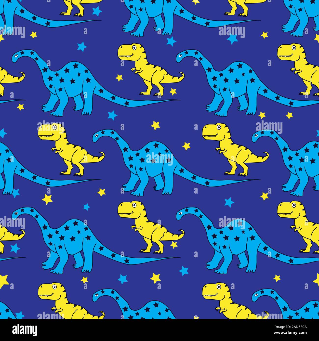 Cute hand drawn dinosaur vector seamless pattern background Stock ...