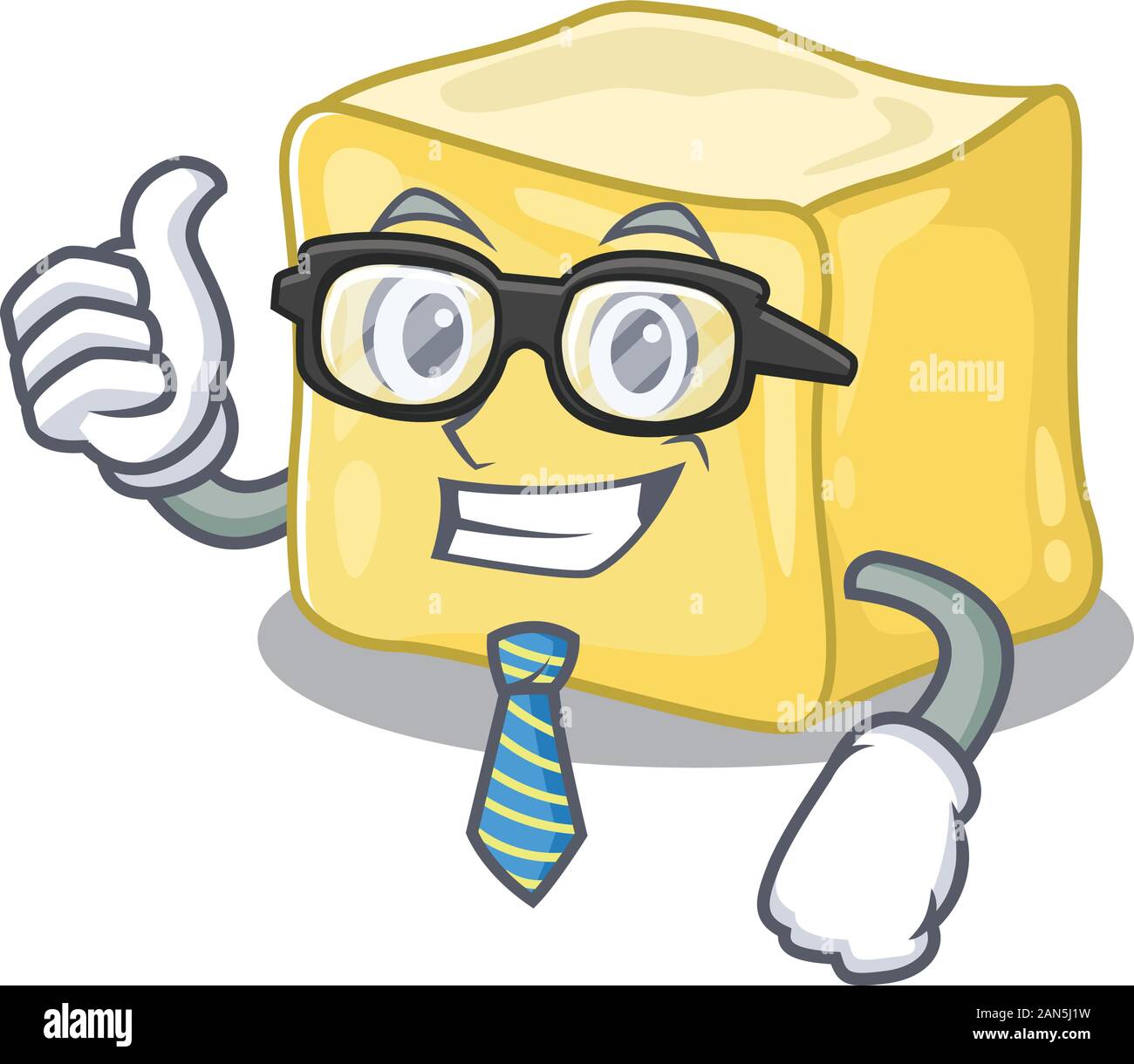cartoon character of Businessman creamy butter wearing glasses Stock Vector