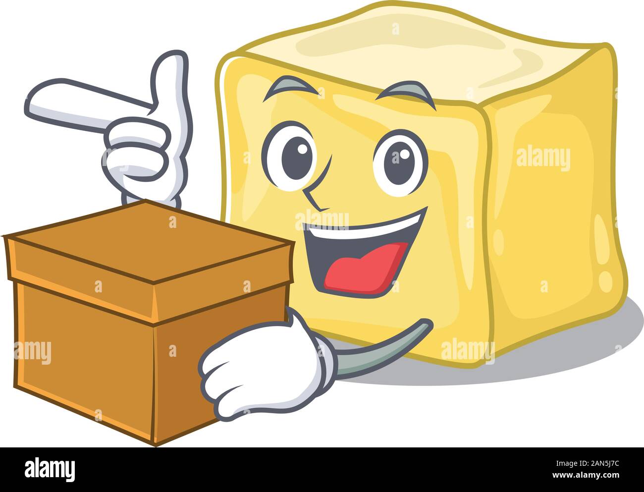 Cute creamy butter cartoon character having a box Stock Vector Image & Art  - Alamy