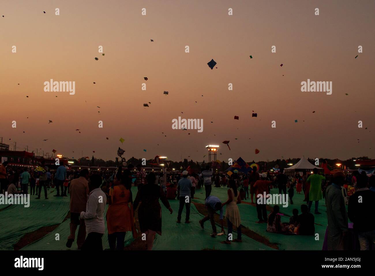 International Kite Festival 2020, Hyderabad, Telangana, India Stock