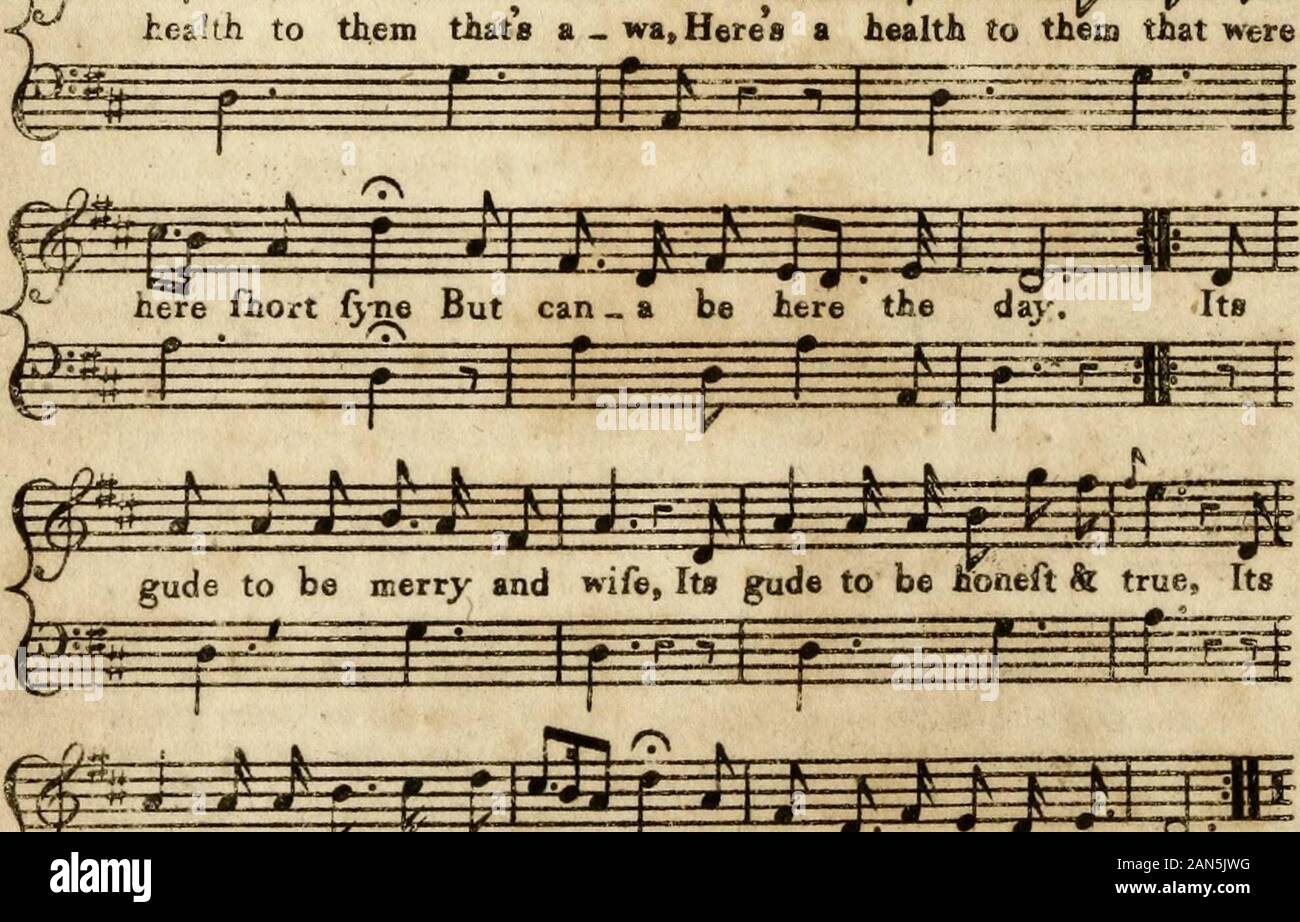 The Scots musical museum: Consisting of six hundred Scots songs with proper basses for the piano forteHumbly dedicated to the Catch Club instituted at EdinrJune 1771. . ete t Ji i § health to them thats a - wa,Heres a health to them that were m. gude to be a£f wi the auld tare be fore ye be on wi the new rear— ----- , m. | fc=£s=E , -J? ITi^^ Stock Photo