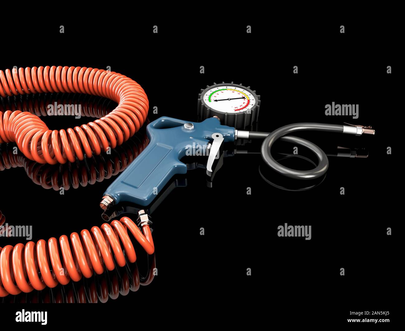 3d Rendering of air compressor gun with manometer isolated on a gray background Stock Photo Alamy