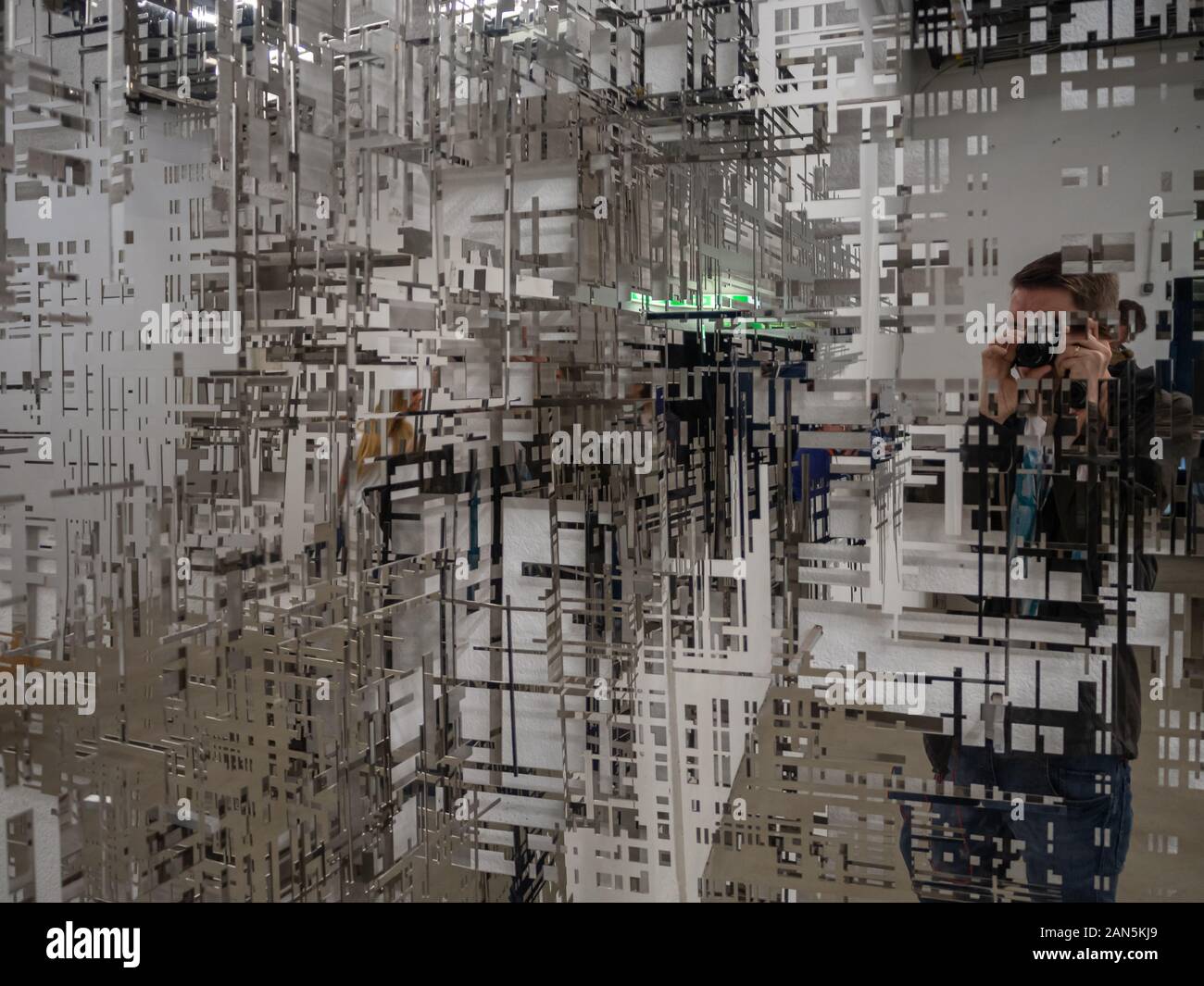 Abstract texture of splitted glassy, reflecting elements. Stock Photo