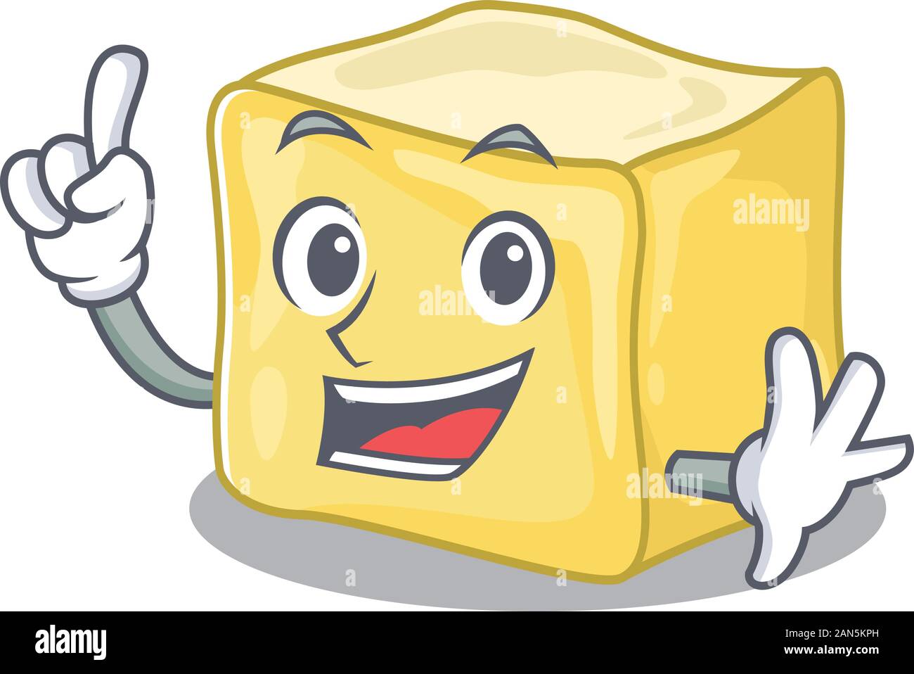 One Finger creamy butter in mascot cartoon character style Stock Vector