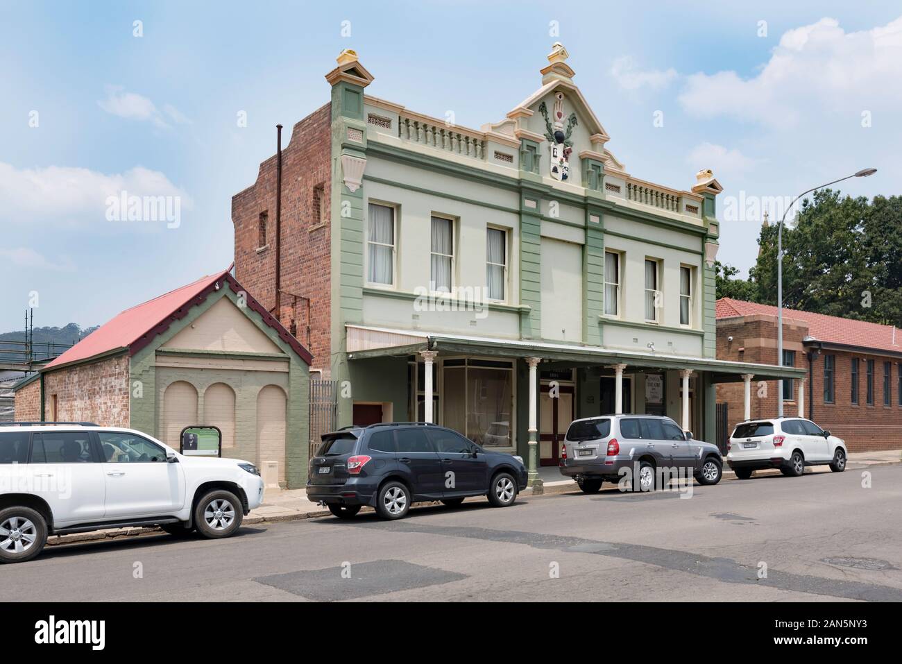 The Union Theatre building in Lithgow is of late Victorian design and despite appearances is a single level auditorium. It was Lithow's first cinema. Stock Photo