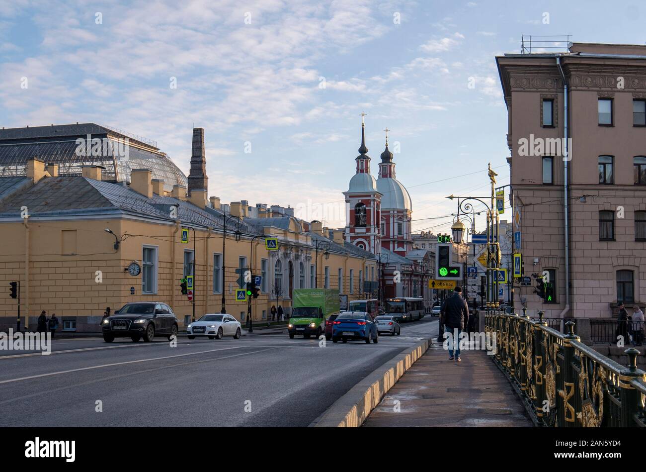 SAINT PETERSBURG, RUSSIA. Exterior architecture view of Church of St. Panteleimon the Healer on Pestel's street Stock Photo