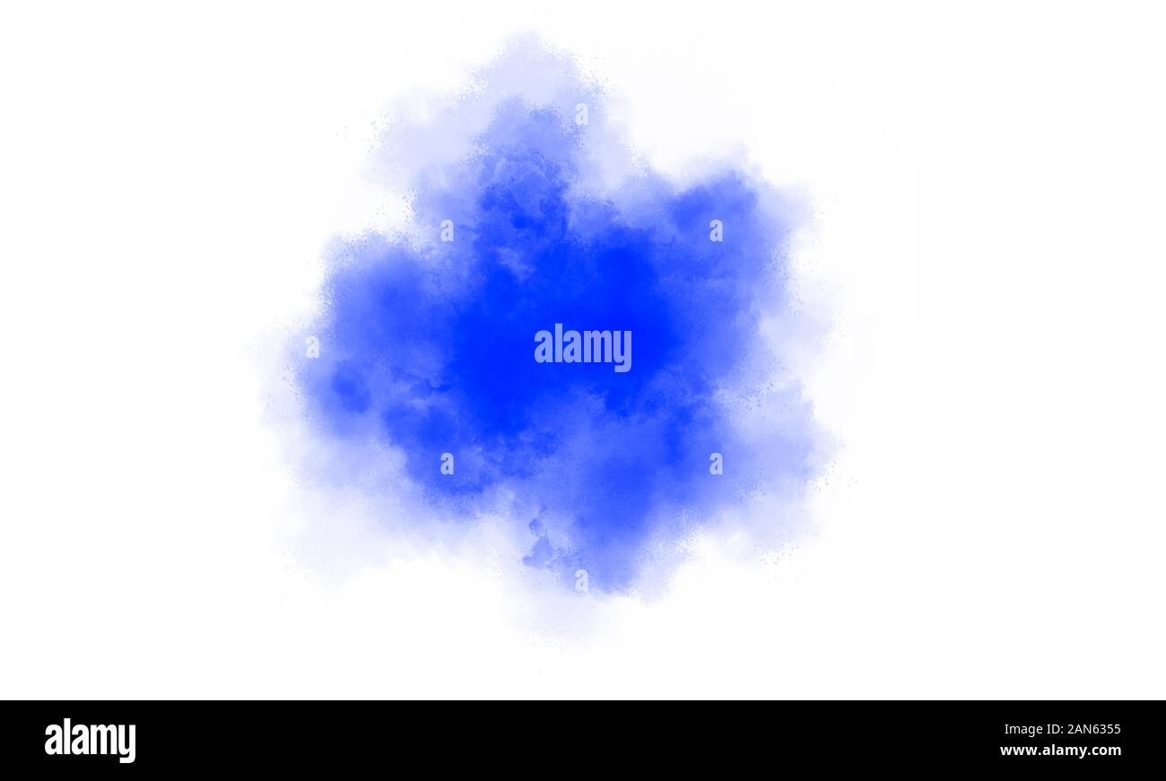 Abstract blue watercolor blot brush isolated on white Stock Photo - Alamy
