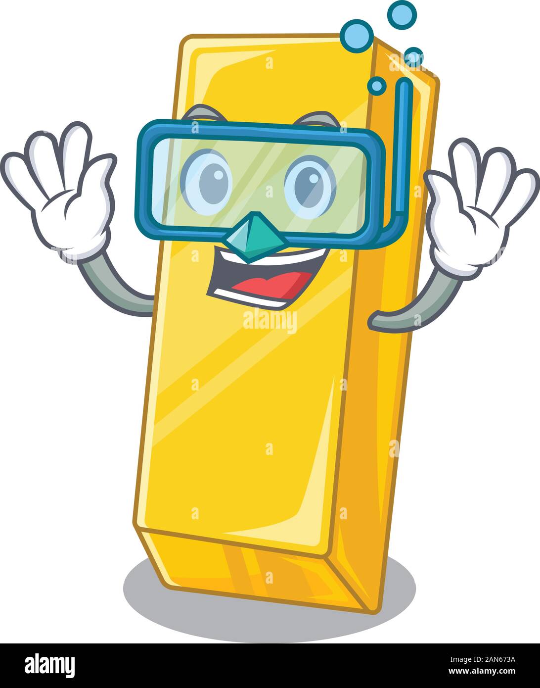 cartoon character of gold bar wearing Diving glasses Stock Vector Image ...
