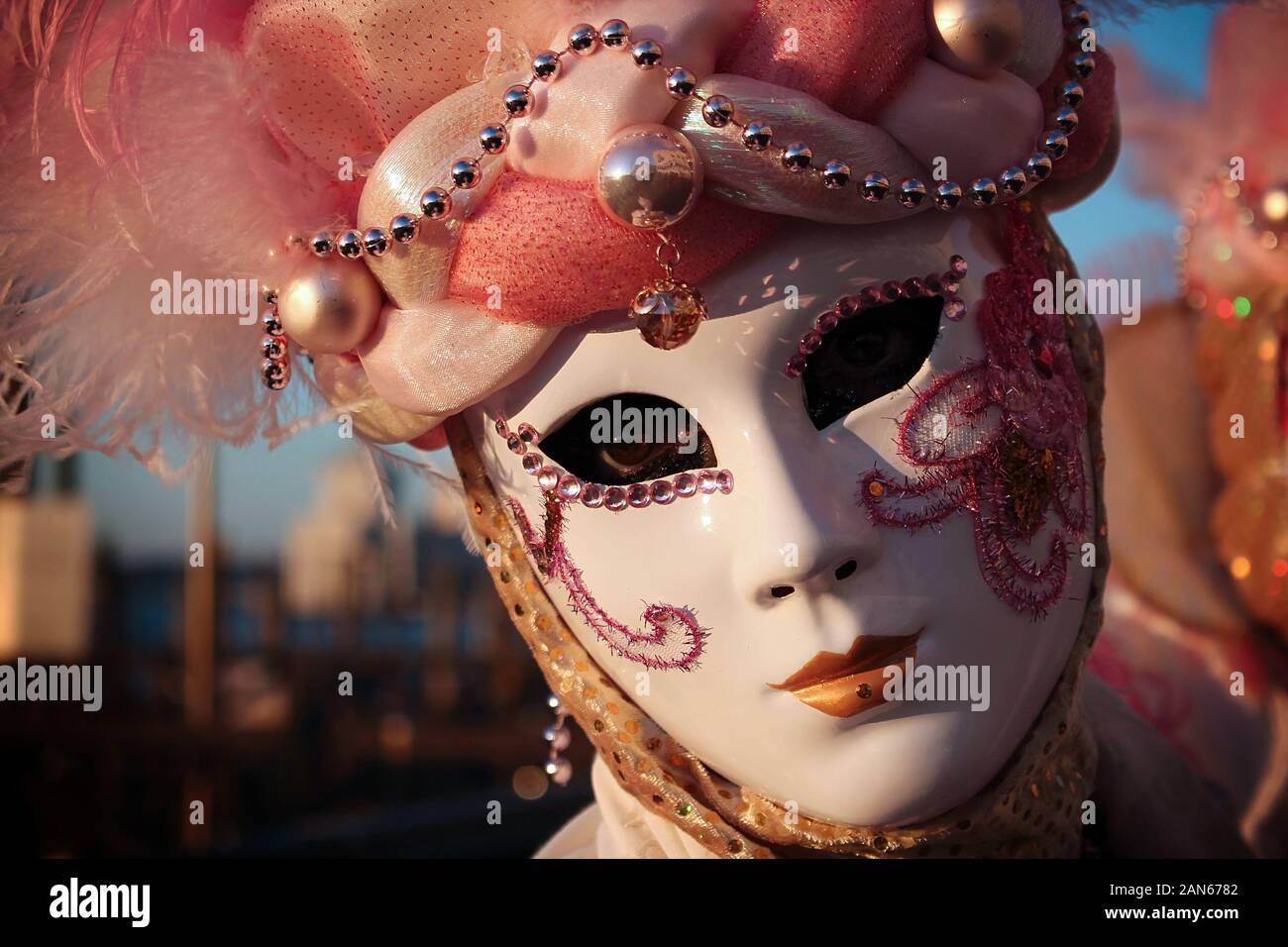 Venice carnival costume and mask, Italy 2016. Stock Photo