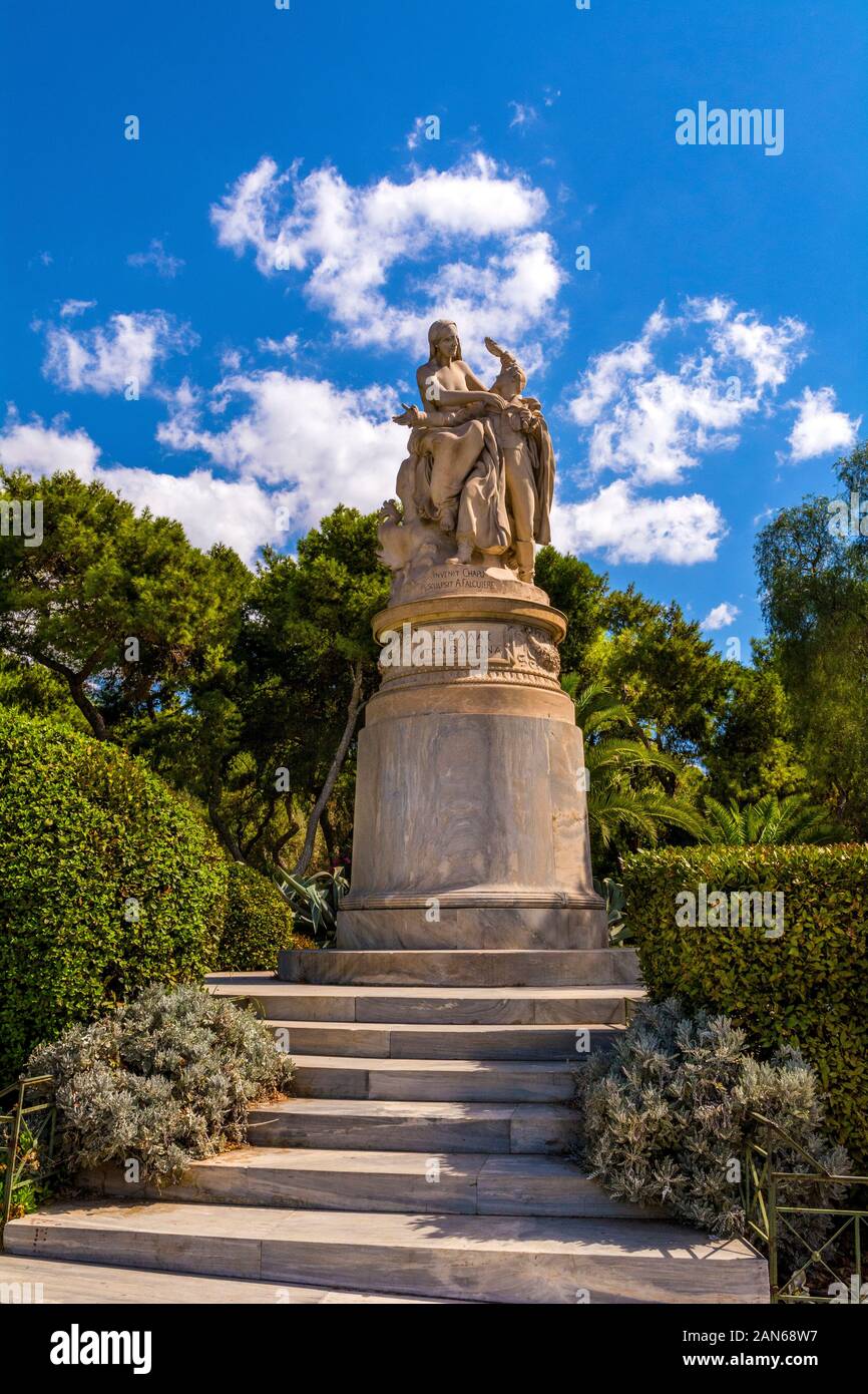 Lord Byron, statue at national garden of Athens Stock Photo - Alamy