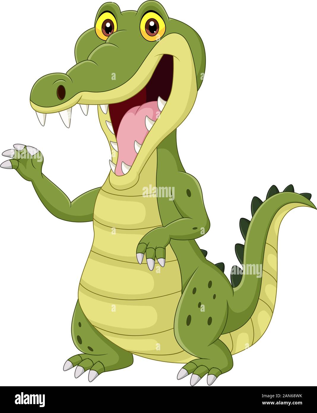 Cartoon funny crocodile isolated on white background Stock Vector