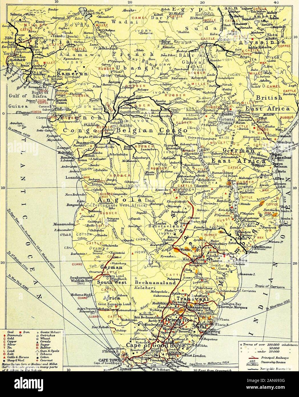 An Atlas Of Commercial Geography I Rgeriijif St N Lf Tli Lijrui Fii Ffrjphical Irwiuuie Central Aot South Africa Commercial 35 Gaol Iron Goata Imuhairl Diamintd S Q Oatru Es G Gold