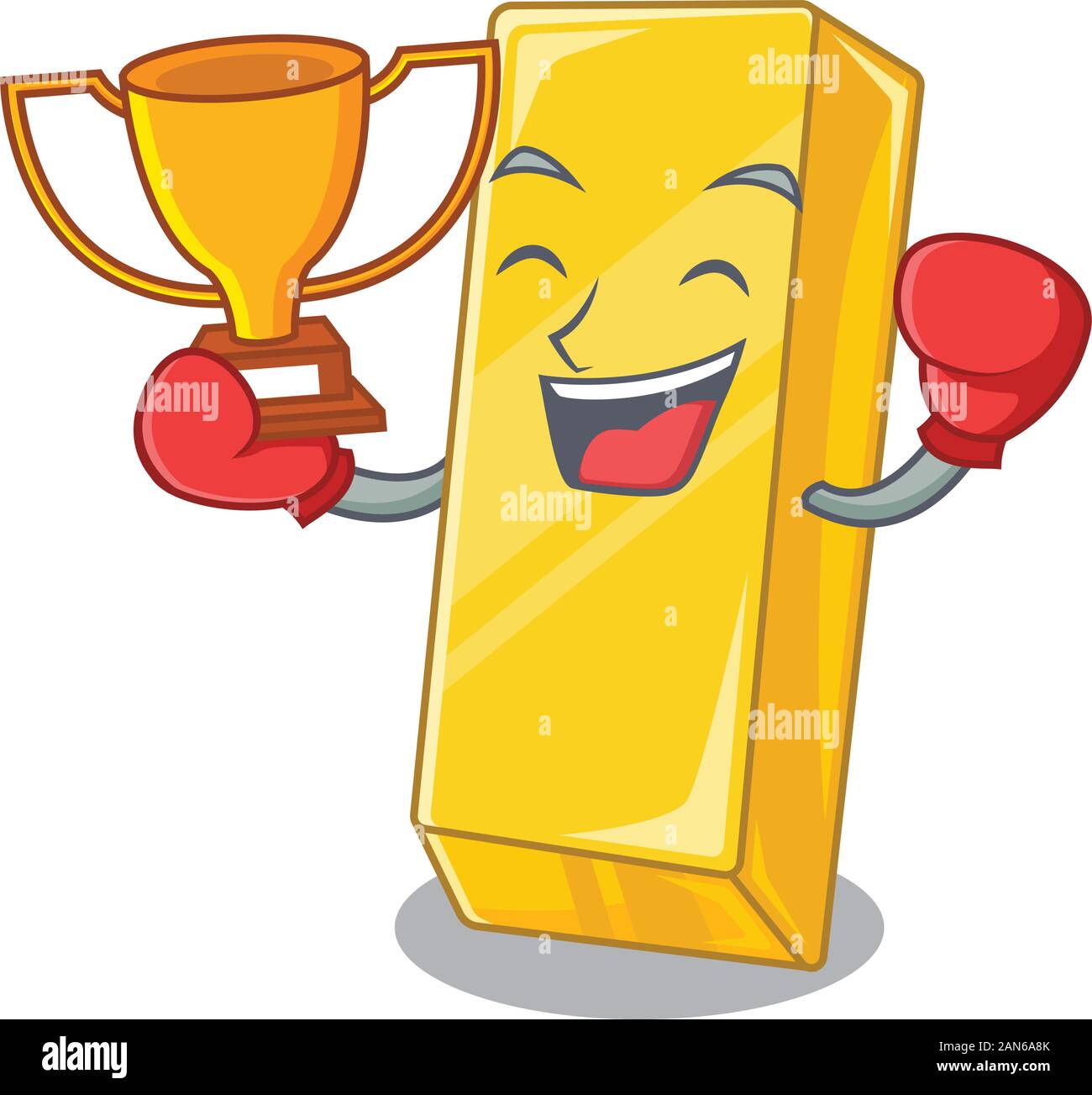 fantastic Boxing winner of gold bar in mascot cartoon style Stock ...