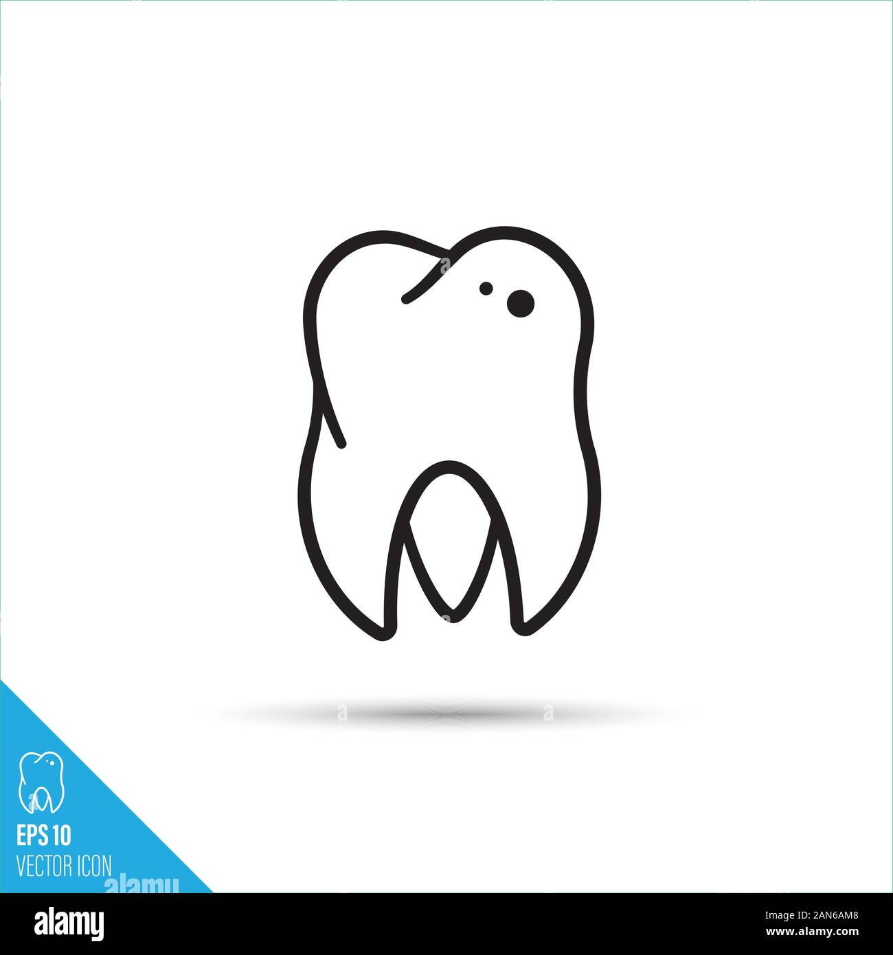 Damaged tooth vector line icon. Caries and dental care symbol. Stock Vector