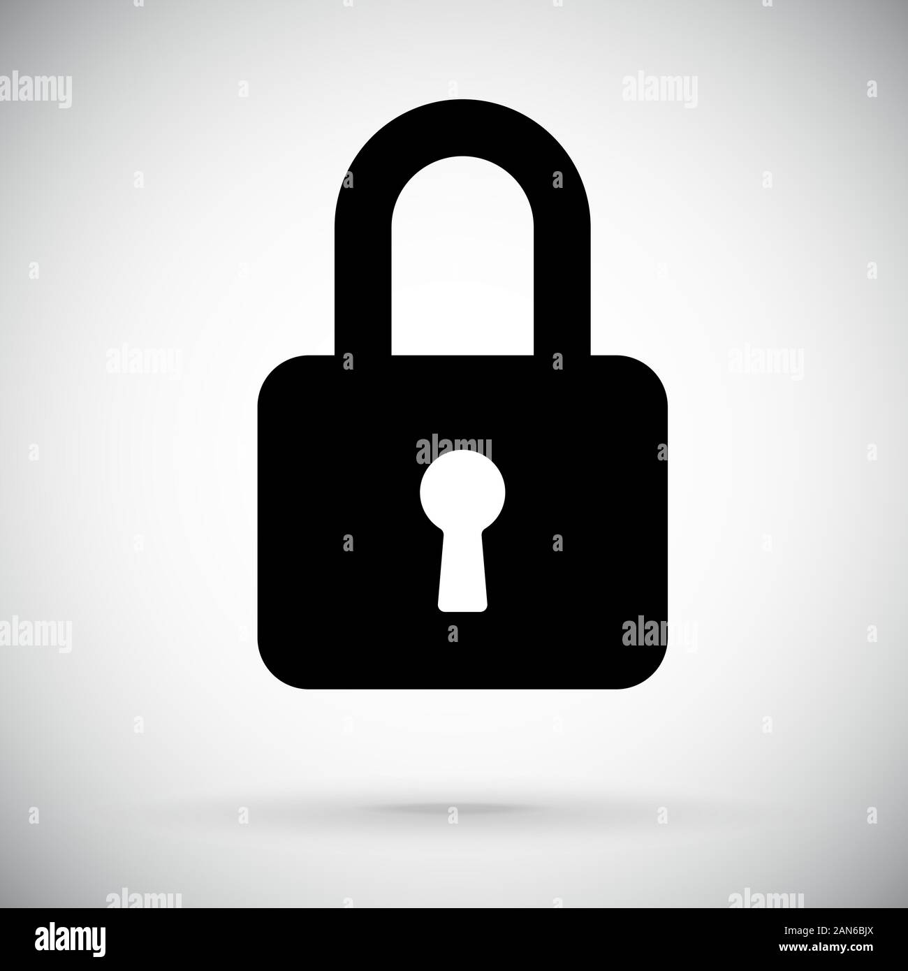 Closed padlock. Black icon Stock Vector