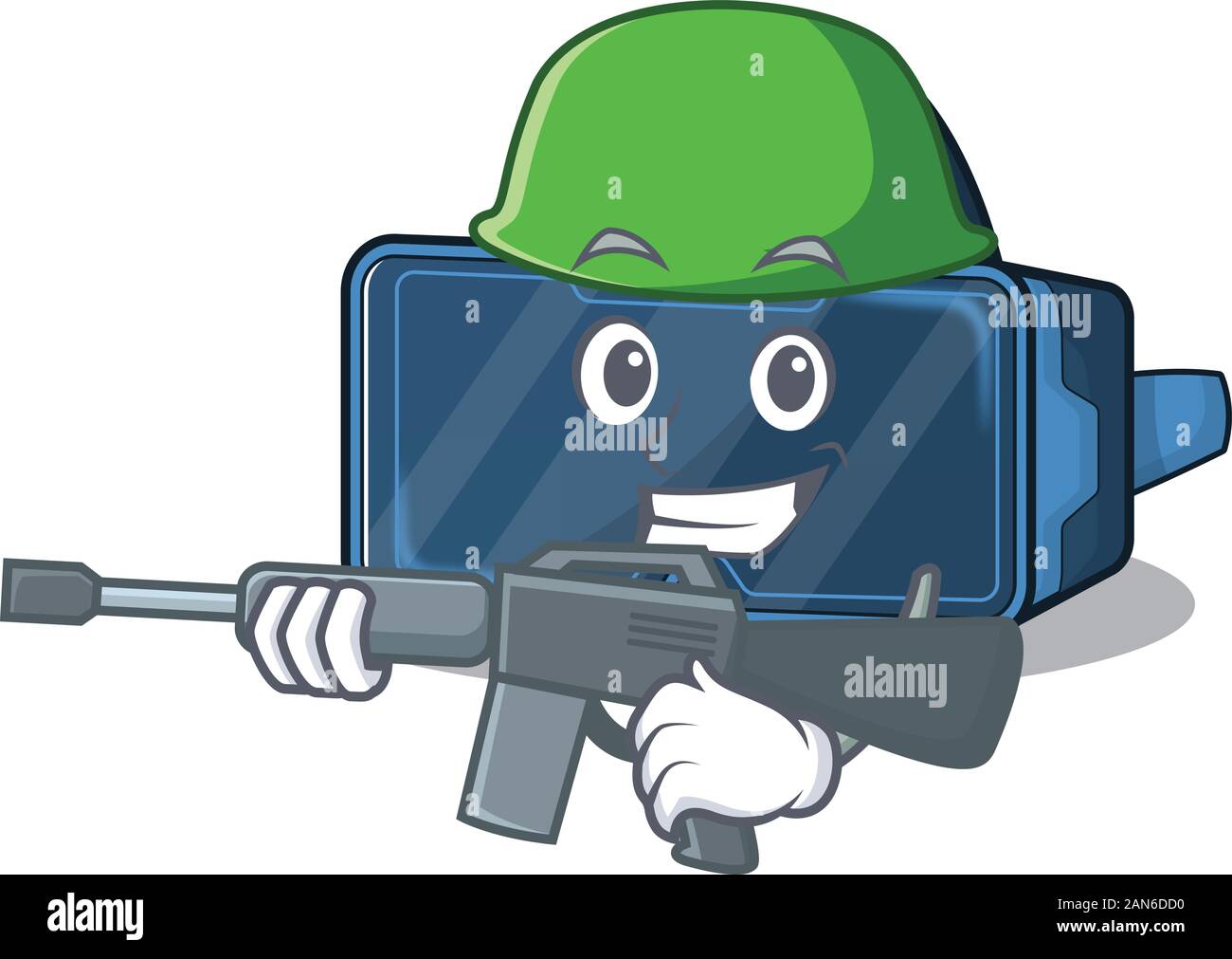 A cartoon design of vr virtual reality Army with machine gun Stock