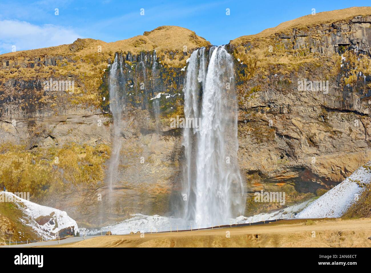 Seljalandsfoss waterfall sunset rainbow hi-res stock photography and ...