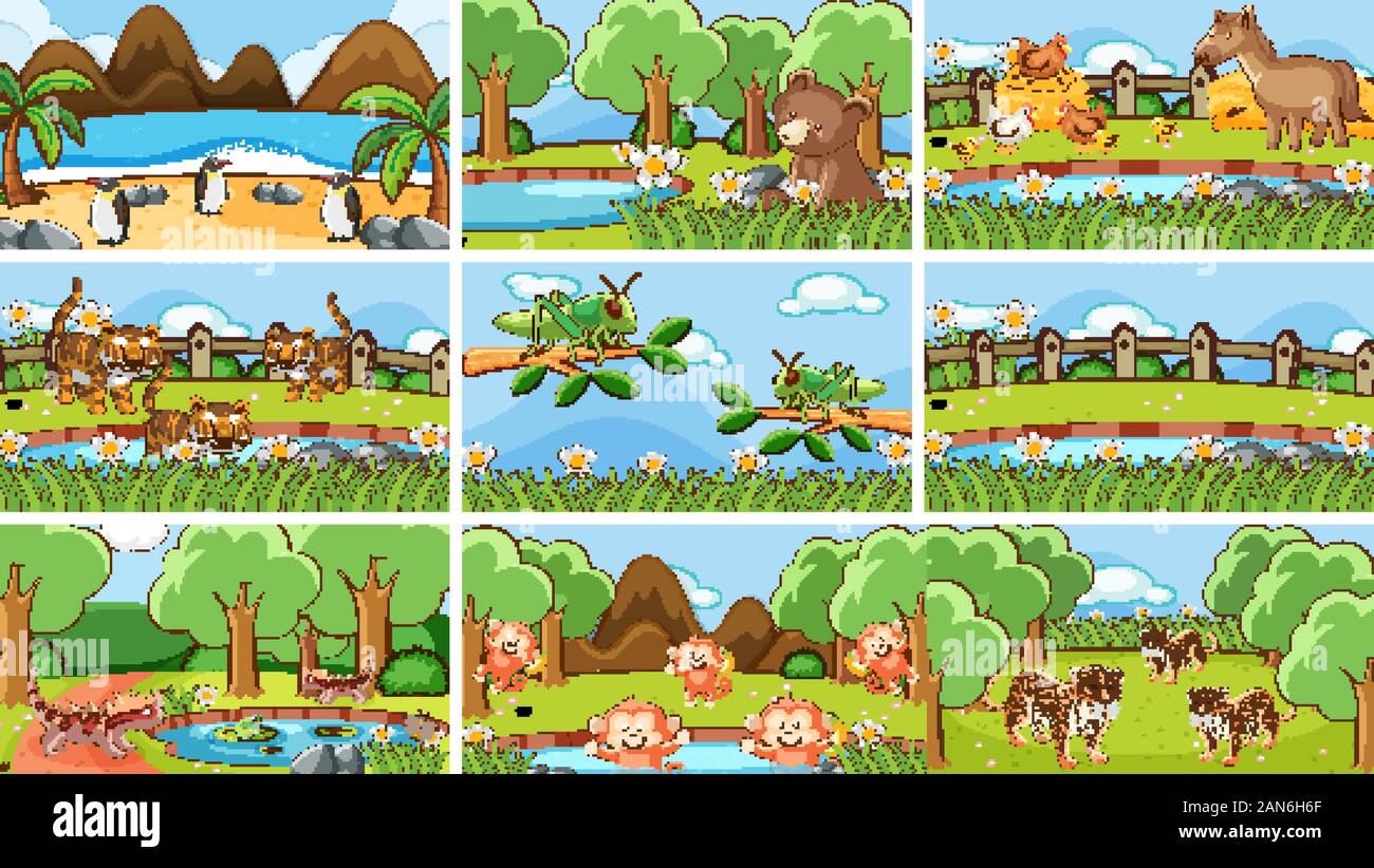 Background scenes of animals in the wild illustration Stock Vector ...