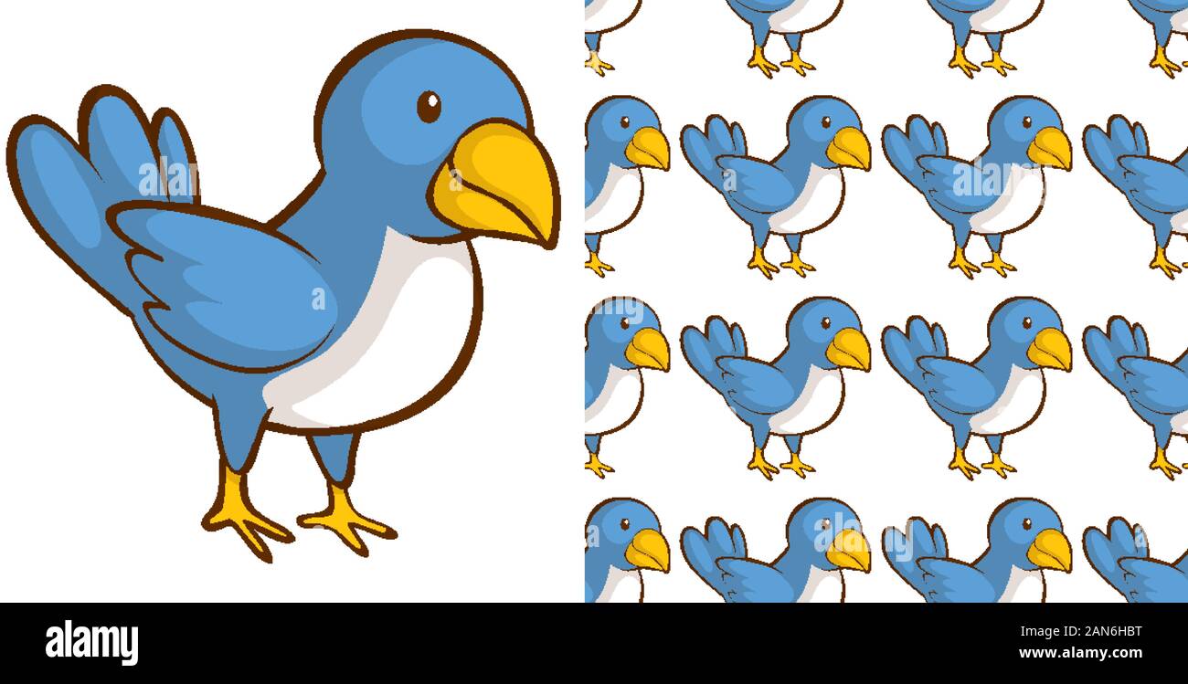 Seamless background design with blue bird illustration Stock Vector ...