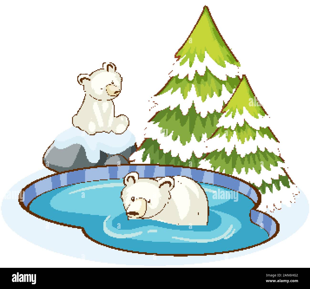 Polar bears in the snow mountain illustration Stock Vector Image & Art ...