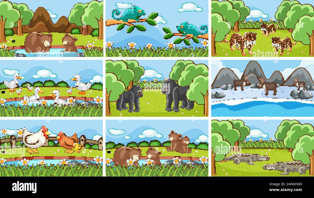 Background scenes of animals in the wild illustration Stock Vector ...