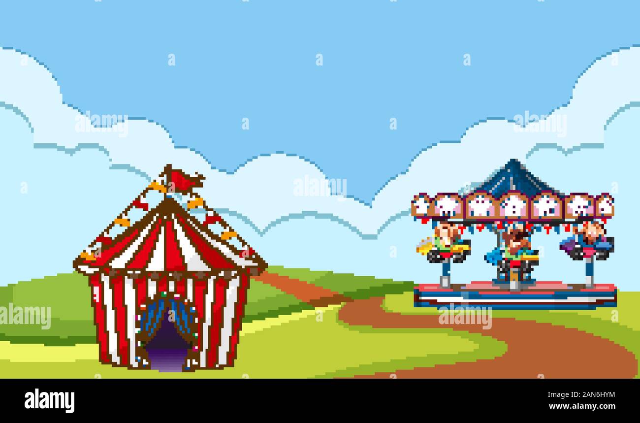 Scene with circus ride in the park illustration Stock Vector Image ...