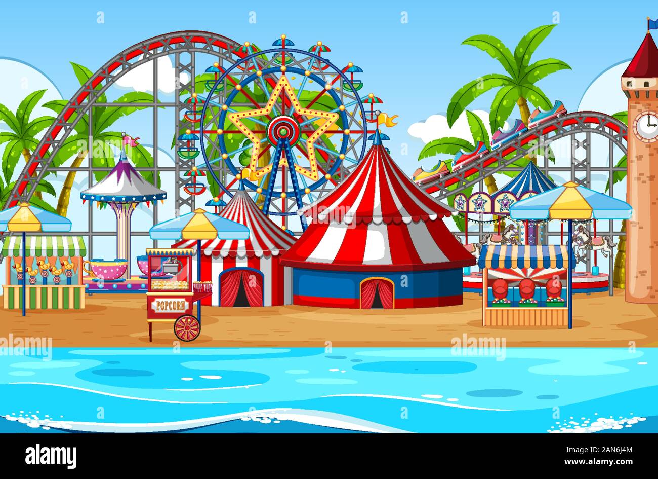 An outdoor funfair scene illustration Stock Vector Image & Art - Alamy